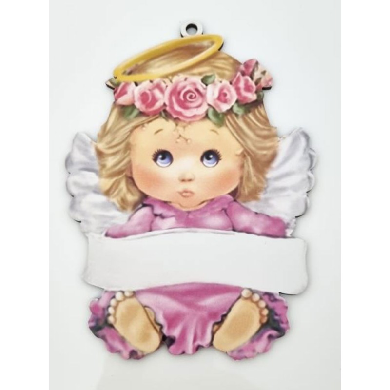 Cadre avec un ange Fille (Rose) ou Garçon (Bleu) Possibilité d'inscrire le prénom