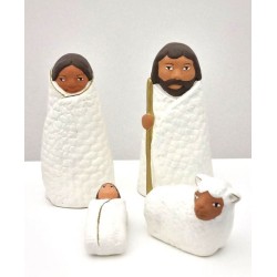 Crèche enfantine 4 sujets en terre cuite
