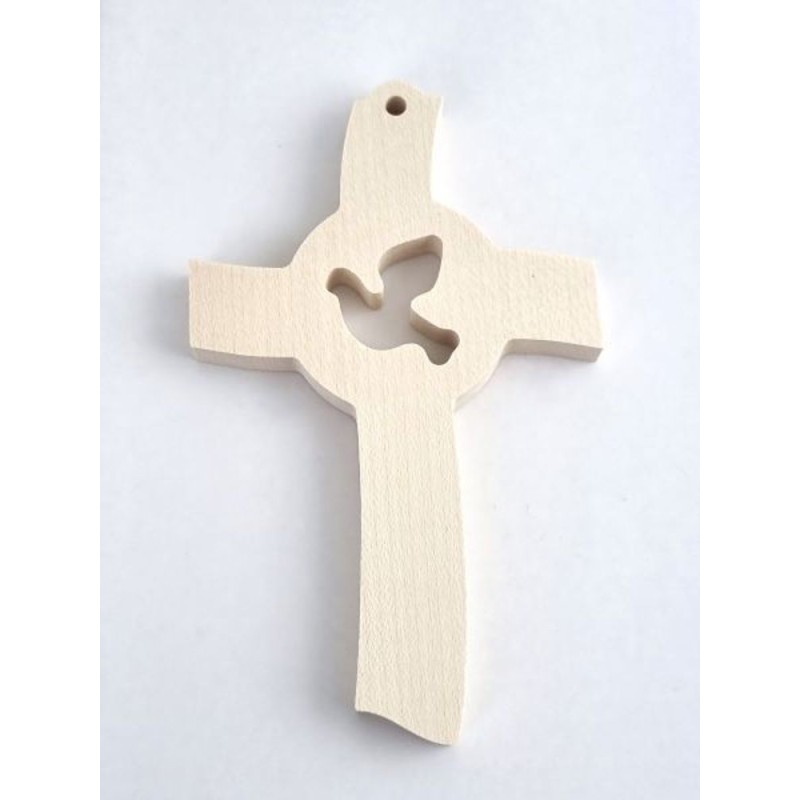 Croix en bois naturel 9x15cm "COLOMBE"