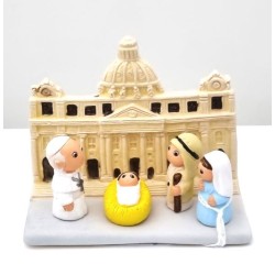 Kerststal keramisch blok - VATICAAN 8X7cm