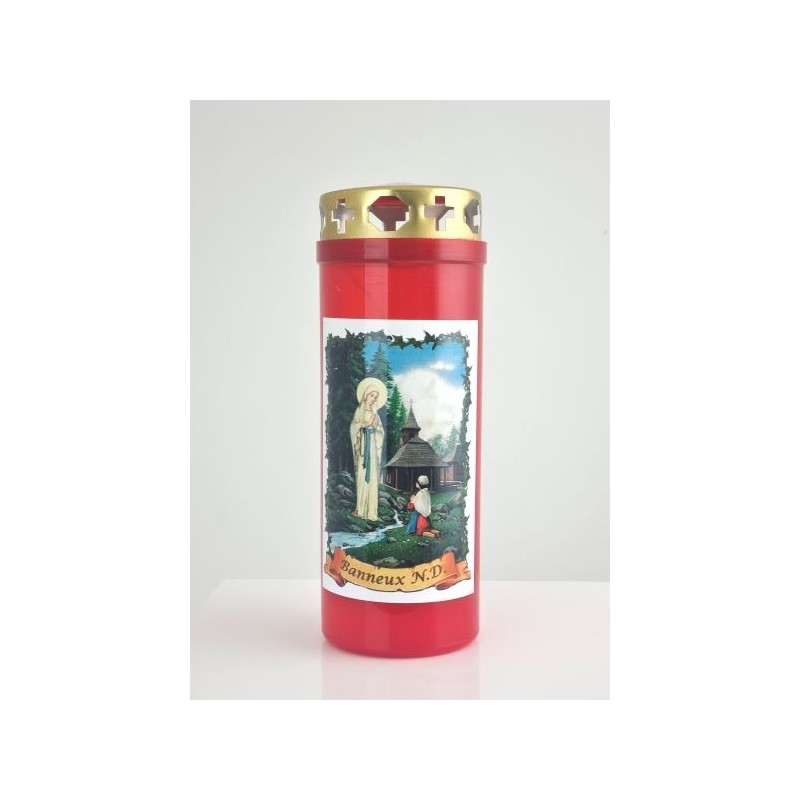 Bougie paraffine 6 Jours avec couvercle cuivré Blanche ou Rouge avec ou sans image Sainte