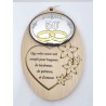 Grote houten medaillon en gouden trouwplaat 17x11 cm