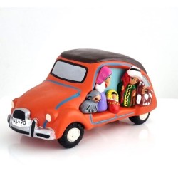 Crèche 2CV en terre cuite rouge