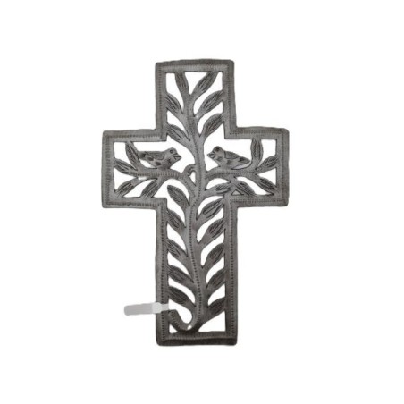 Croix 2 oiseaux métal 20cm (Fabriqué à la main en Haïti)