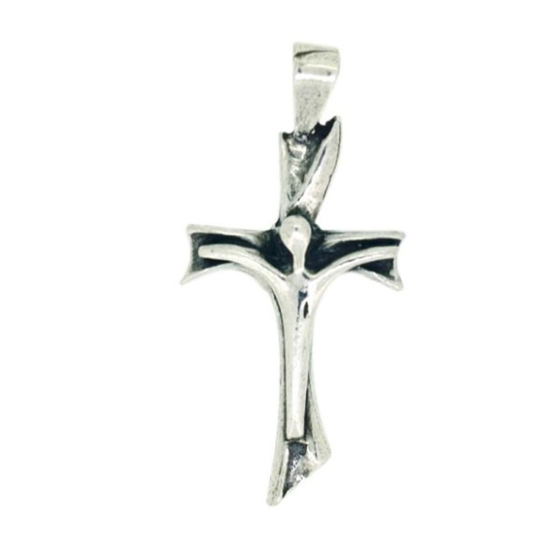 Byzantijnse kruishanger met Christus 18mm zilver 