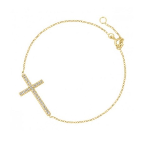 Vergulde armband met kruis en zirkoon