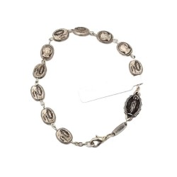 Bracelet de Notre Dame de Lourdes en métal. perles de 8/6 mm