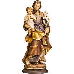 Statue St Joseph 16cm en bois coloré