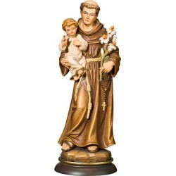 Statue St. Antoine 13cm en bois d'érable coloré