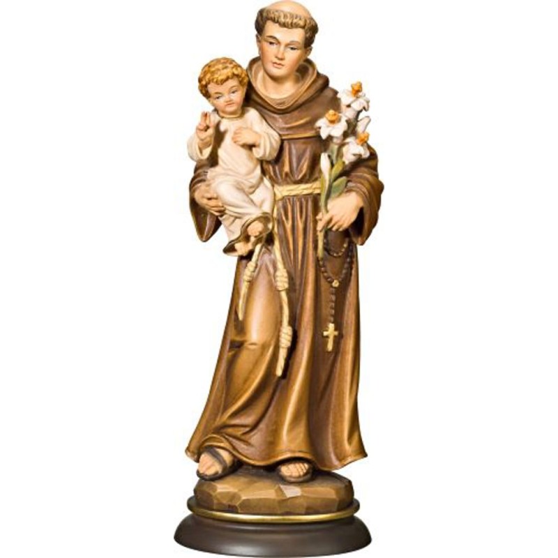 Statue St. Antoine 13cm en bois d'érable coloré