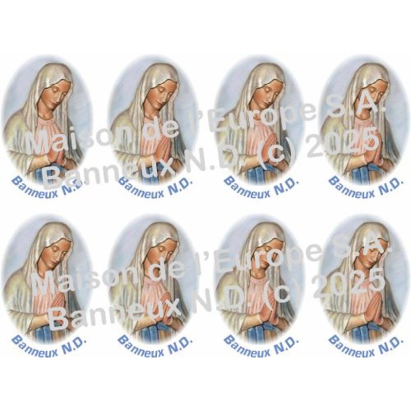 Banneux vierge priante ovale Stickers 8/A4 10x6.8 cm Banneux vierge priante ovale Stickers 8/A4 10x6.8 cm
