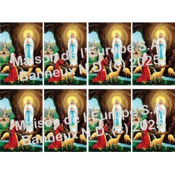 ND van Lourdes met grotstickers 8/A4 10x6,8 cm