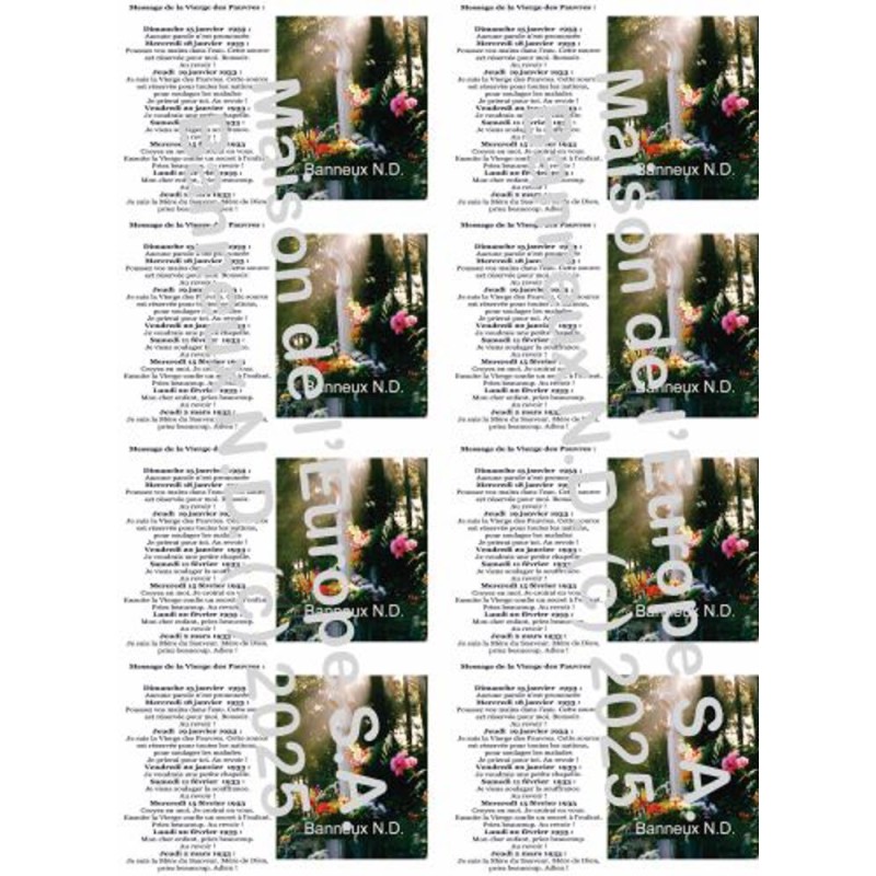 Banneux-bericht van de Maagd FR Stickers 8/A4 10x6,8 cm