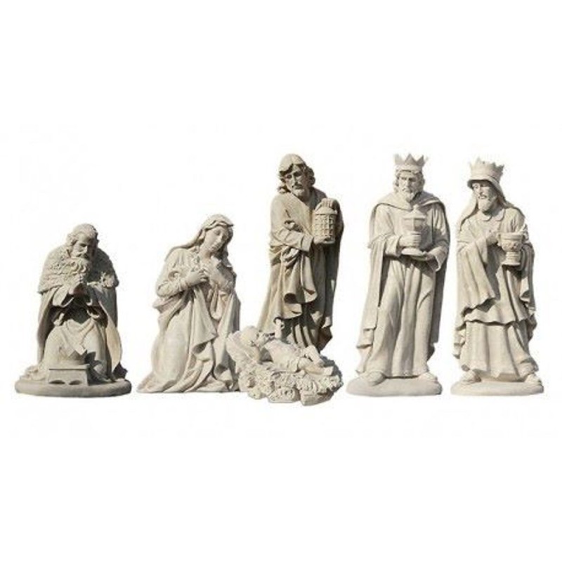 Crèche en fibre de verre 6 sujets 80cm naturel