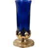 Lampe verre bleu pour bougie à poser H:30cm
