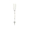 Chapelet Saint Benoit perle bois ovale blanche sur double chainage