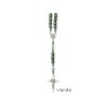 Chapelet Saint Benoit perle bois ovale verte sur double chainage