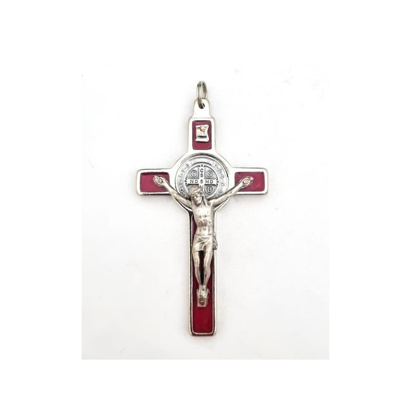 Croix de Saint Benoît en métal avec couche d'émail. 8/4 cm. disponible en différentes couleurs