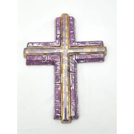 Croix en céramique décor lustré