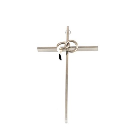 Croix mariage 2 anneaux  20X11CM CHROME