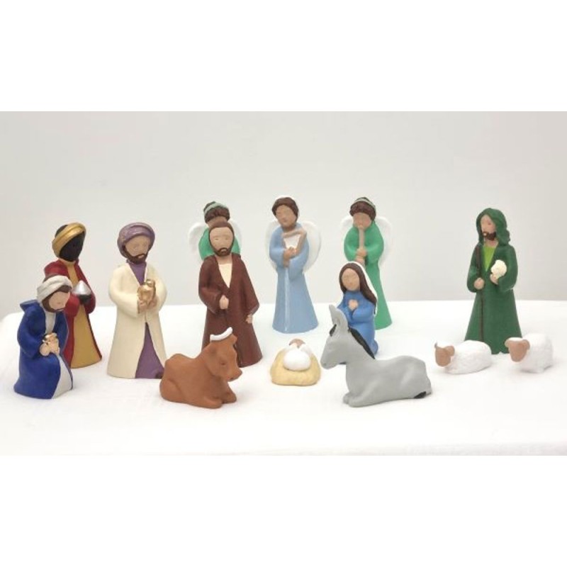 Crèche 14 sujets 8cm PIERRELINE POLYCHROME