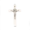 Sint Benedictuskruis in metaal en wit emaille 13,5 cm