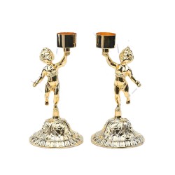 Paire de chandelier en laiton D:4cm H: 14cm