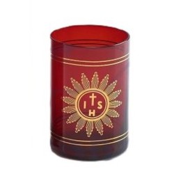 Verre rouge pour bougie D:7.8 H:11.5 cm 350CC