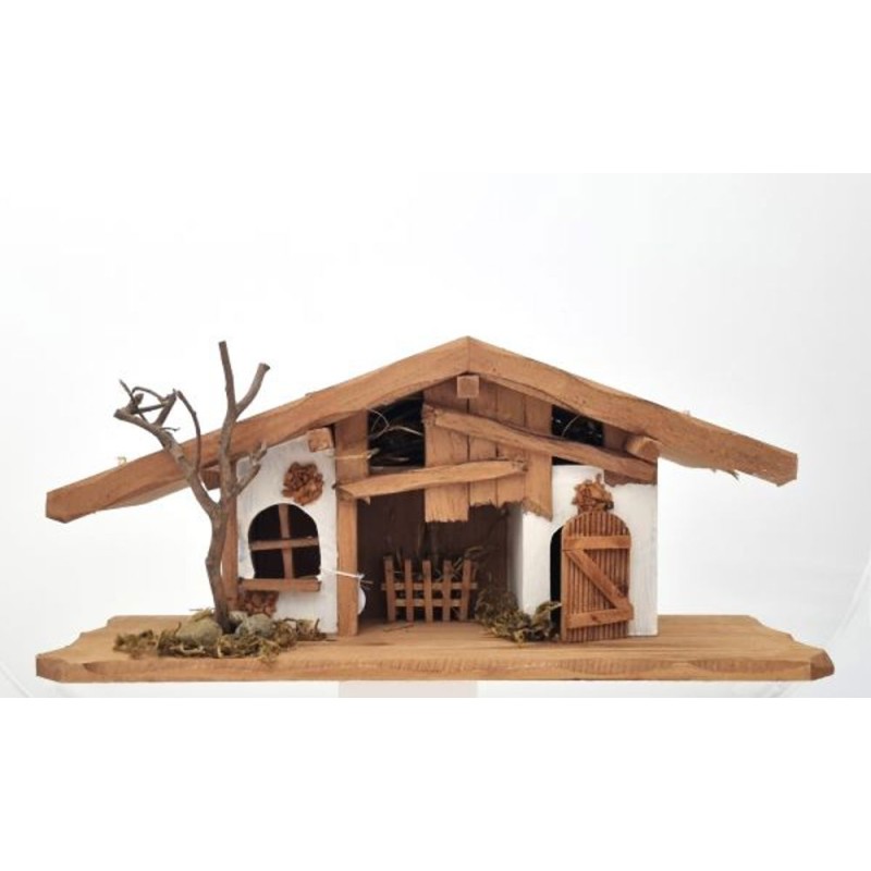 Etable crèche en bois MDF 38x15x13 cm