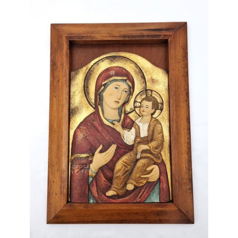 Icône Vierge et l'Enfant bois antique 43.5X30.5 CM