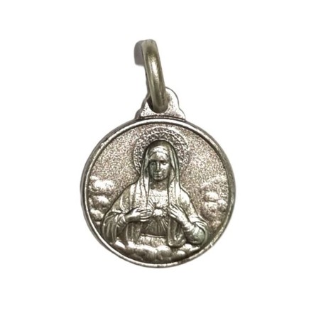 Zilveren medaille van het Heilige Hart van Maria. 14 mm
