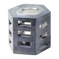 Diffuseur d'encens hexagonal en pierre minérale Steatite H. 8.5cm