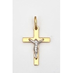 Pendentif croix bicolore Or 9Ct