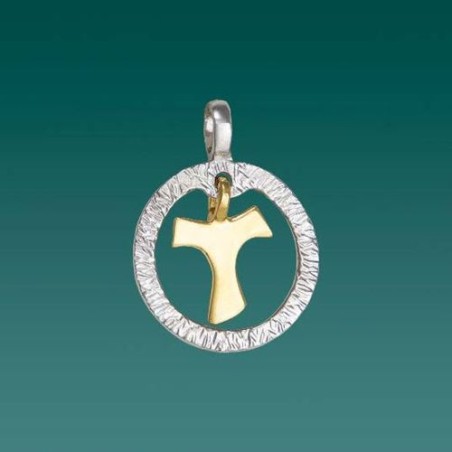 Pendentif médaille TAU Bicolore