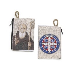 Pochette tissu 11x7.5cm avec broderie St Benoit