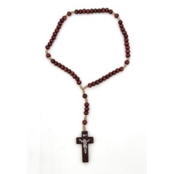 Rosaire en bois rouge Christ