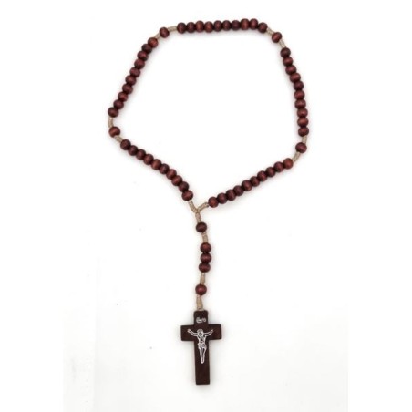 Rosaire en bois rouge Christ
