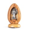 Stander en bois d' olivier + statuette Saint Benoit + LED +musique