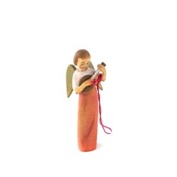Statue d'un ange musicien en bois. 7.5 cm