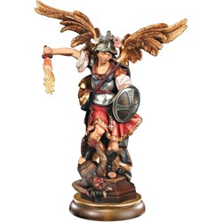 Statue St. Michel Archange 33cm en bois d'érable