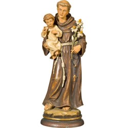 Statue St. Antoine 22cm bois patiné Antique