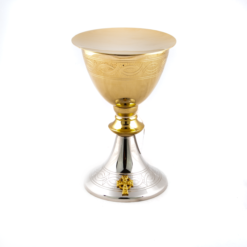 Twee-kleurige beker en patene 20 cm