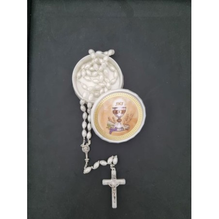 Chapelet de communion nacre avec boite