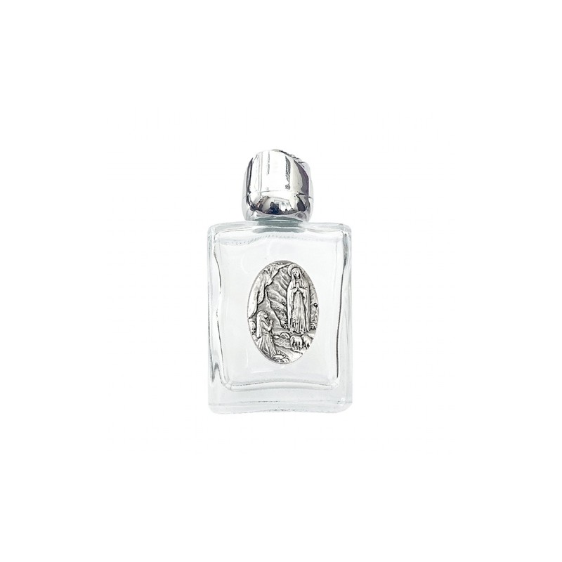 Mini glazen fles voor heilig water 6.8cm zwaar metaal