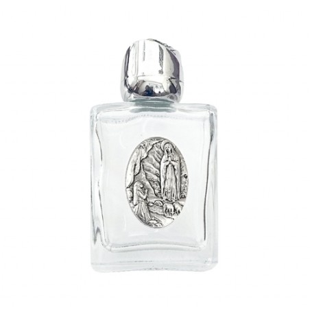 Mini glazen fles voor heilig water 6.8cm zwaar metaal