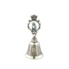 Cloche métal argentée avec médaille de Notre Dame de Banneux