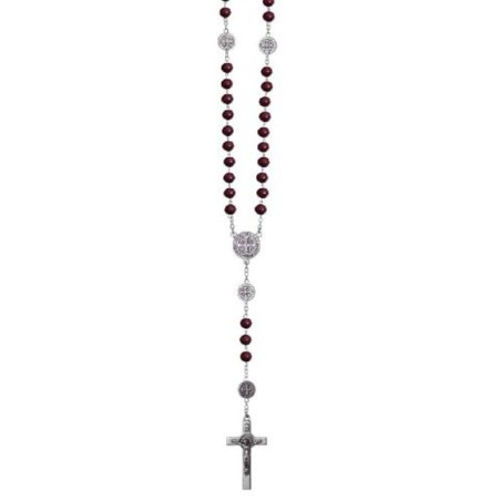 St. Benedictus, donker hout op een ketting
