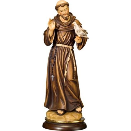 Beeld van St. Franciscus met duif 22 cm gekleurd hout