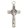 Pendentif croix de Saint Benoit en métal et émail