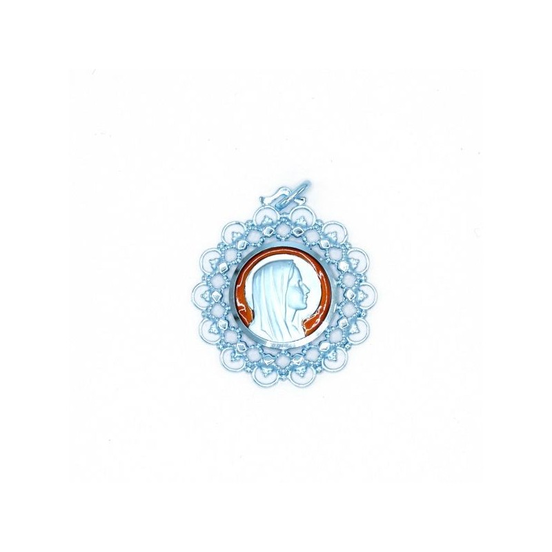 Medaglia Apparizione Lourdes - Alluminio Smaltato Tondo 15 Mm - Made In France - Fabrique De Lourdes